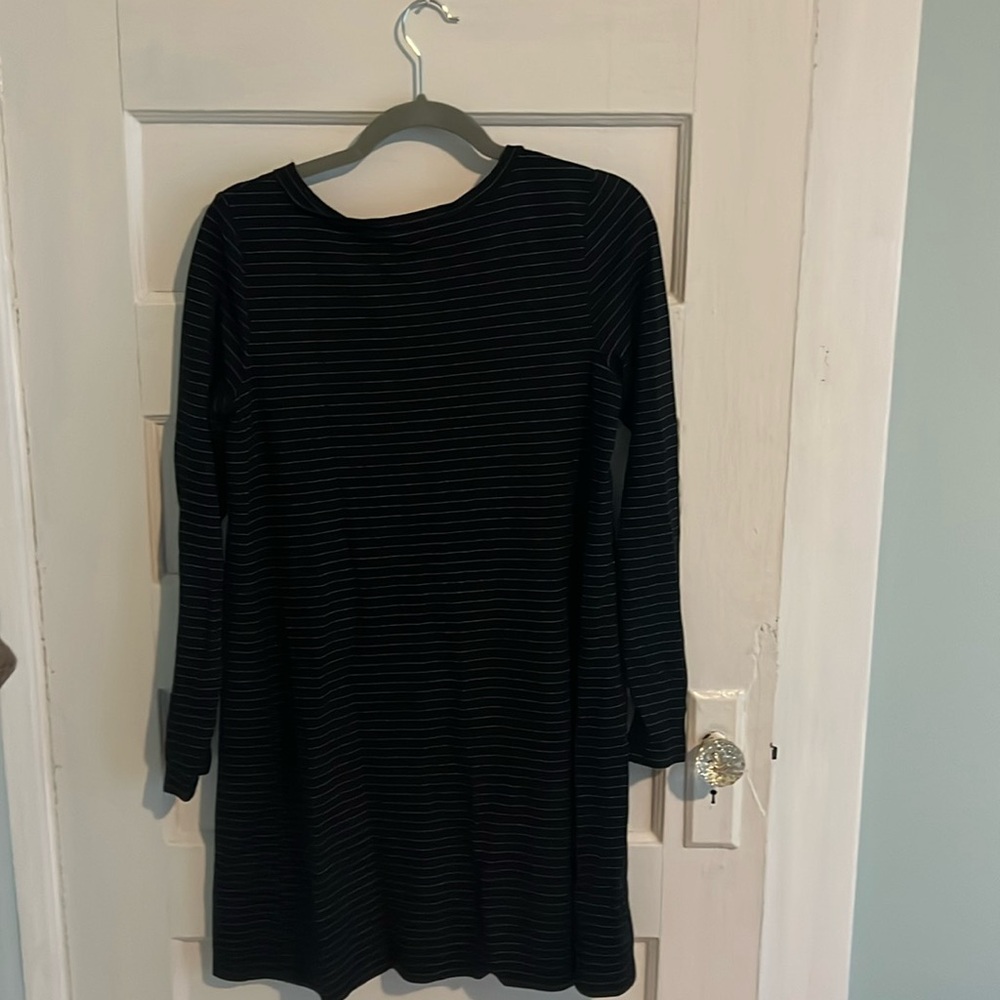 Loft Black Striped swing dress